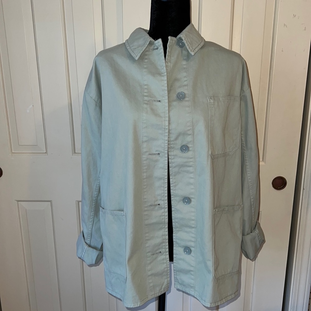 Topshop light green cotton jacket, size 6. EUC